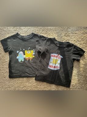 2T SpongeBob Nickelodeon Graphic Tee Bundle Black Shirts